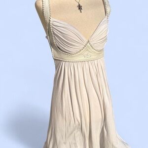 Sky brand vintage 2000s midi dress. Real white leather etched corset underbust